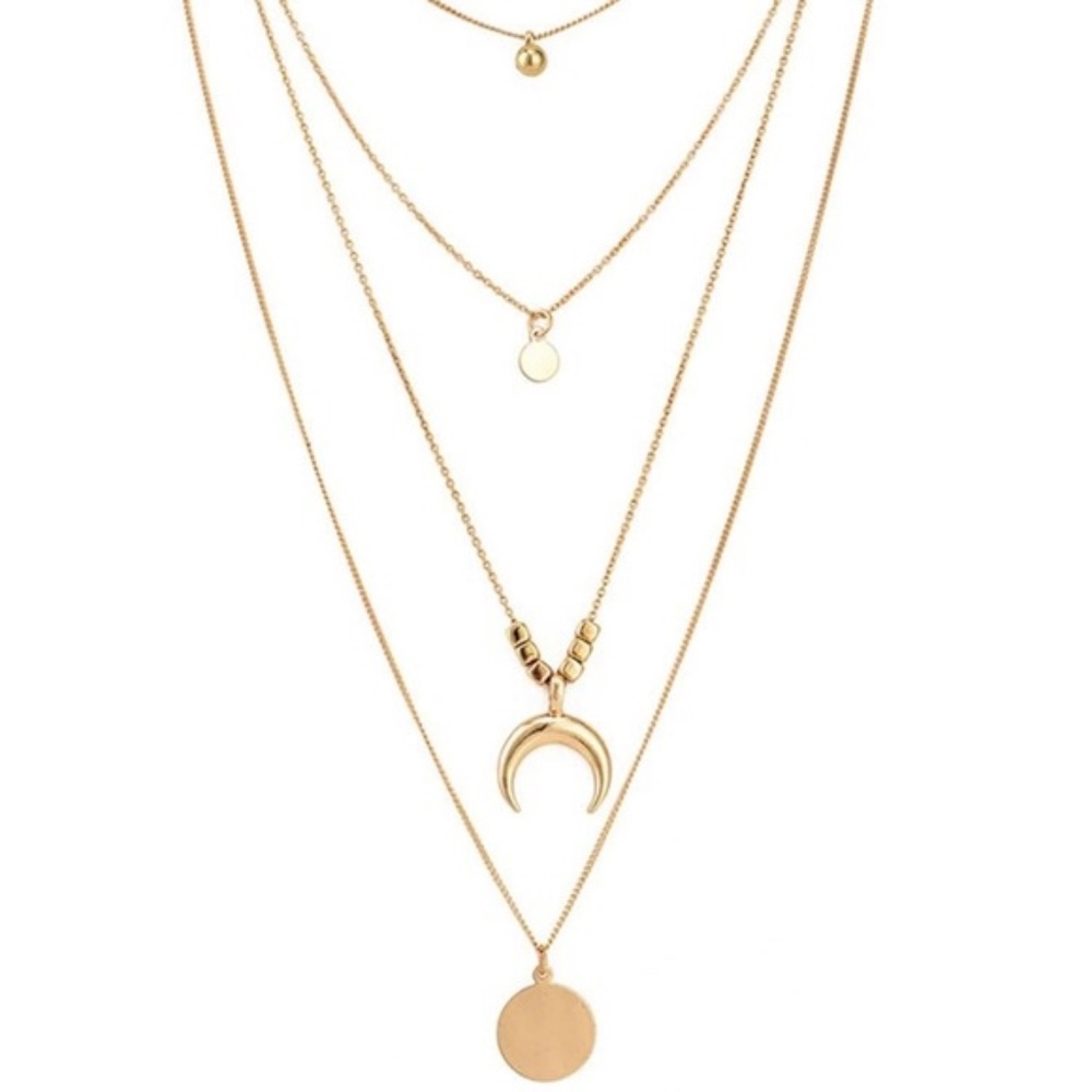 3 for $30 Moon Disc Layered Necklace - Picture 3 of 3